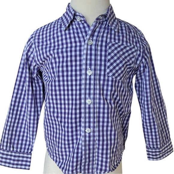 Zara Other - Zara Kids Boys Purple Gingham Button Down Shirt Size 2-3 Years 98cm Preppy